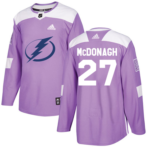 Adidas Lightning #27 Ryan McDonagh Purple Authentic Fights Cancer Stitched Youth NHL Jersey